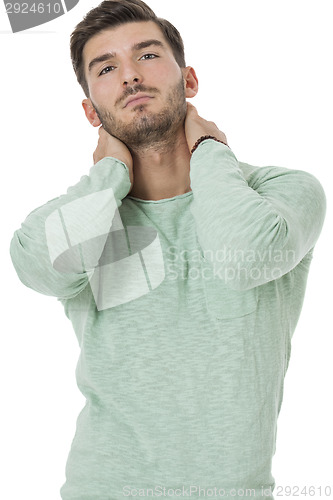 Image of young man in casual fashion on white