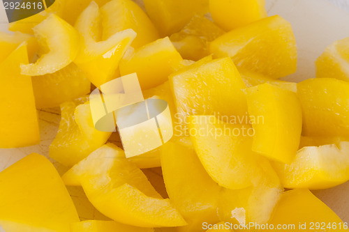 Image of Pile of Chopped Yellow Pepper