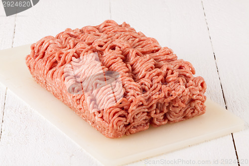 Image of Block of commercial beef mince from a store
