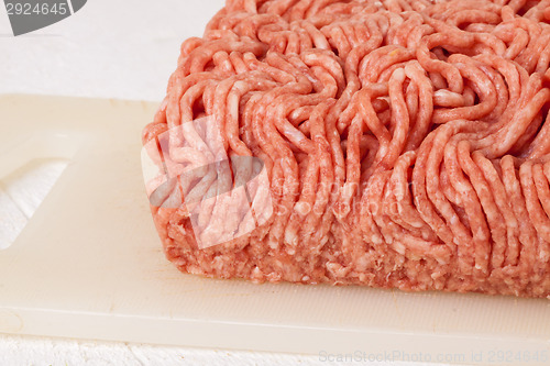 Image of Block of commercial beef mince from a store