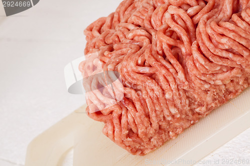 Image of Block of commercial beef mince from a store