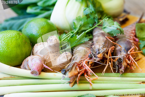 Image of Ingredients for Thai tom yam soup