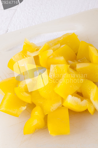 Image of Pile of Chopped Yellow Pepper