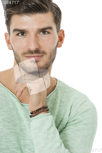 Image of young man in casual fashion on white