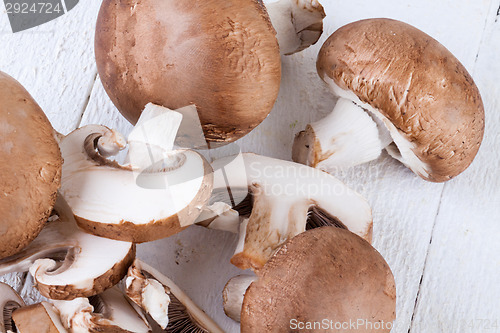 Image of Diced and whole agaricus brown button mushrooms