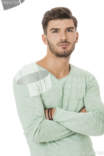 Image of young man in casual fashion on white