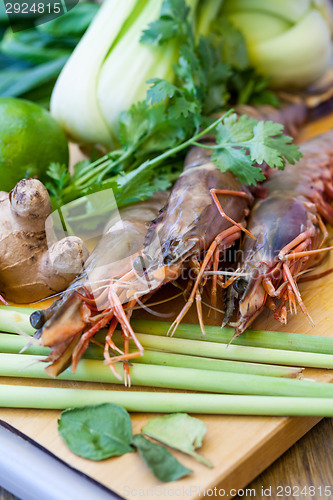 Image of Ingredients for Thai tom yam soup