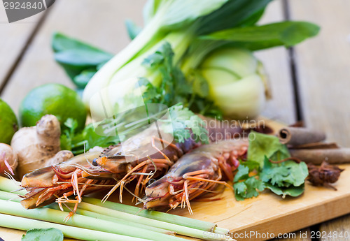 Image of Ingredients for Thai tom yam soup