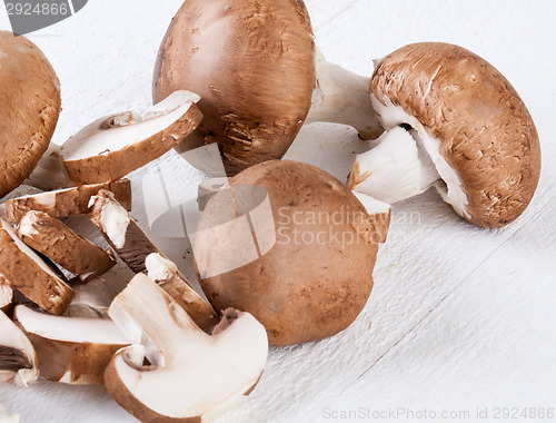 Image of Diced and whole agaricus brown button mushrooms