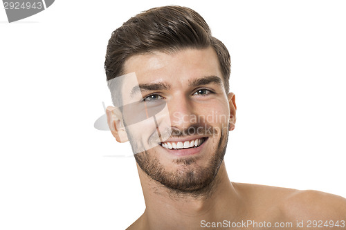 Image of Handsome shirtless naked young man