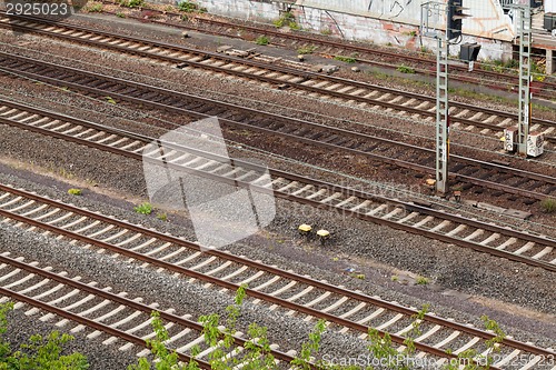 Image of Fast moving train with red stripe