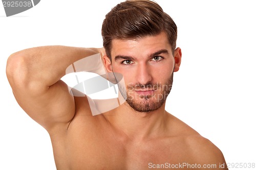 Image of Handsome shirtless naked young man