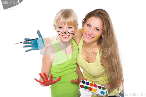 Image of Portrait of two cheerful girls