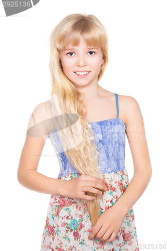 Image of Portrait of nice little blond girl