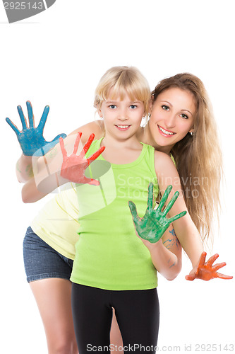 Image of Portrait of two playful girls