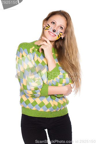 Image of Portrait of playful blond girl