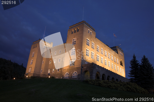 Image of Floodlit building