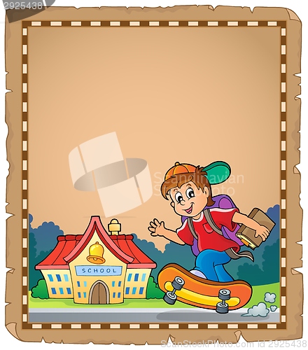 Image of Parchment with boy near school
