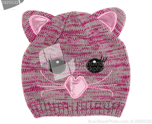 Image of Children's knitted hat with pattern muzzle