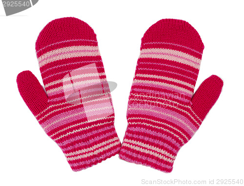 Image of pair of red striped mittens