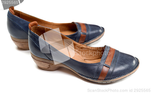 Image of pair of women's leather shoes blue