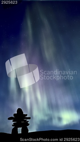 Image of Inukshuk and Northern Lights