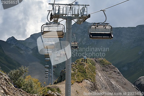 Image of Ski chairlifts in the mountains