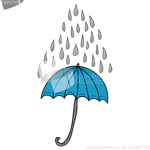 Image of Doodle umbrella and raindrops