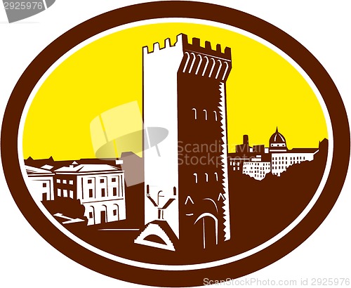 Image of Tower of San Niccolo Florence Woodcut