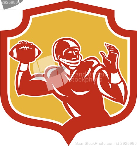 Image of American Football Quarterback Shield Retro