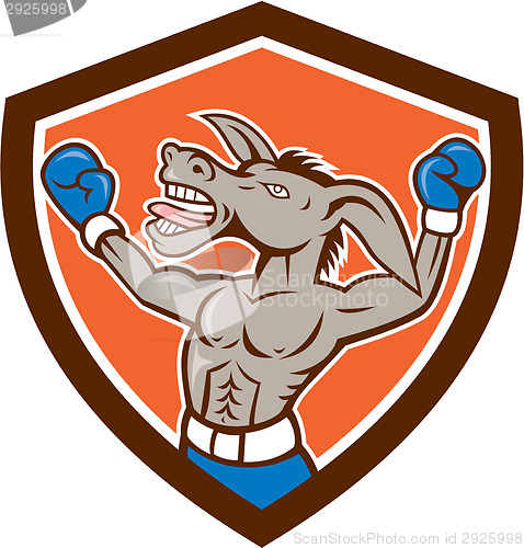 Image of Donkey Boxing Celebrate Shield Cartoon