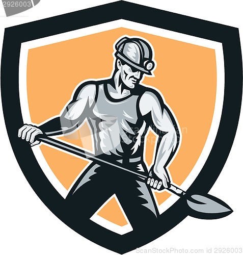 Image of Coal Miner Hardhat Shovel Shield Retro