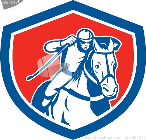 Image of Horse Racing Jockey Shield Retro