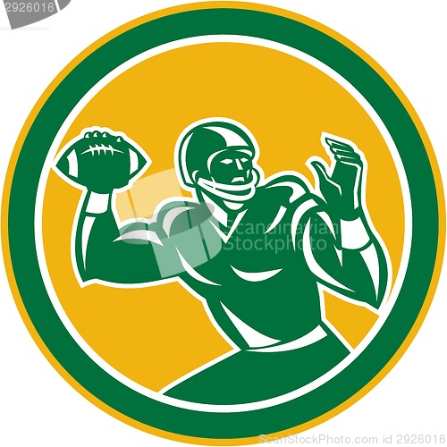 Image of American Football Quarterback Circle Retro