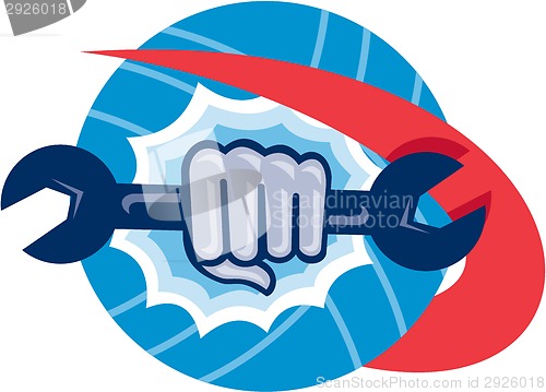 Image of Mechanic Hand Holding Spanner Punching 