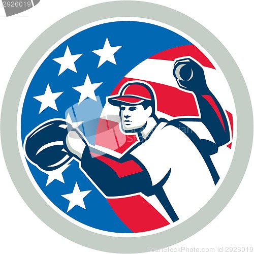 Image of American Baseball Pitcher Throwing Ball Retro