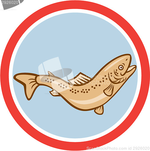 Image of Trout Rainbow Jumping Circle Cartoon 