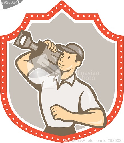 Image of Cameraman Vintage Film Movie Camera Shield 