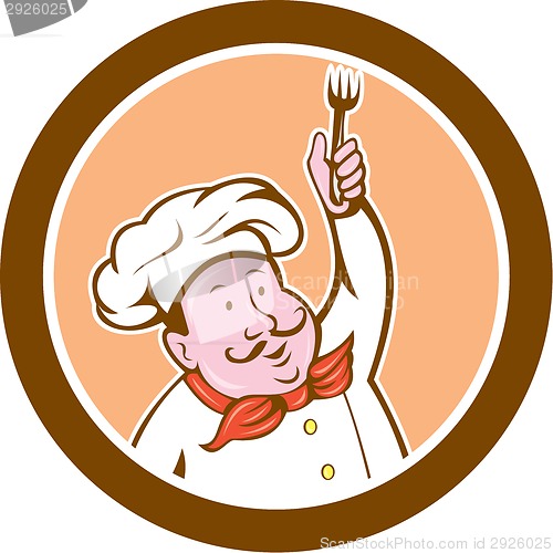 Image of Chef Cook Holding Fork Cartoon