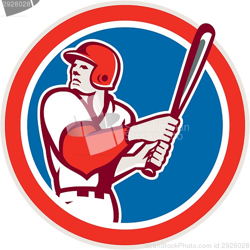 Image of American Baseball Player Batter Hitter Circle Retro