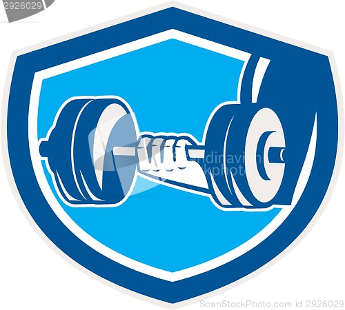 Image of Hand Lifting Dumbbell Shield Retro