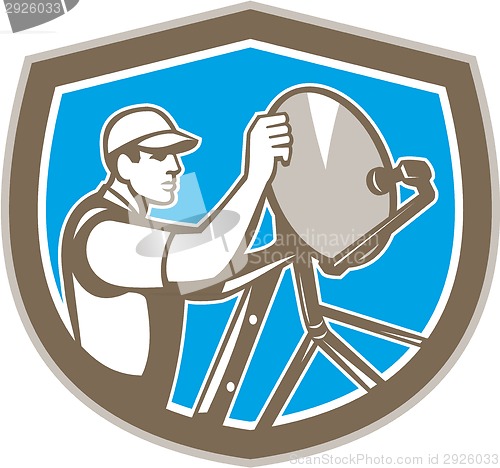 Image of TV Satellite Dish Installer Shield Retro