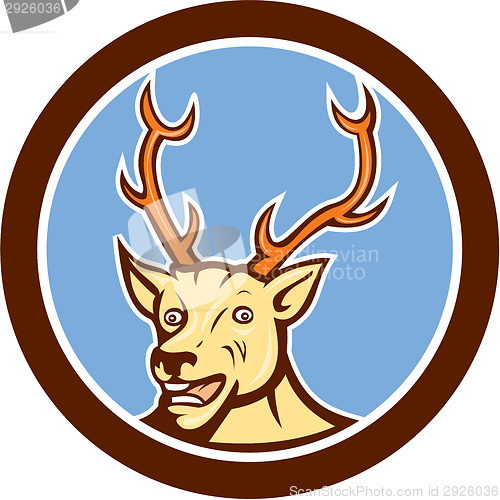 Image of Stag Deer Happy Head Circle Cartoon