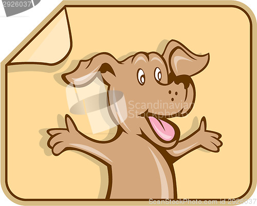 Image of Dog Arms Out Label Cartoon