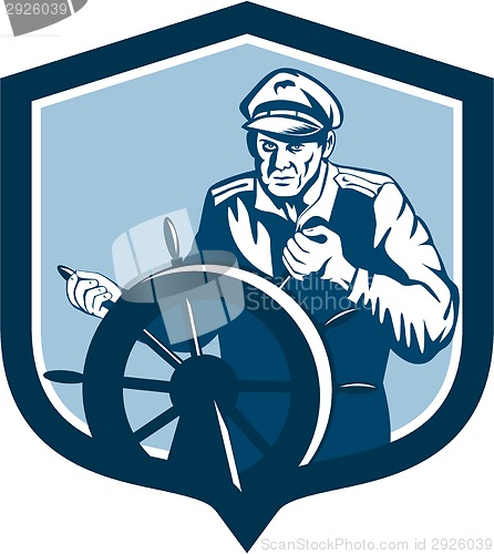 Image of Fisherman Sea Captain Shield Retro