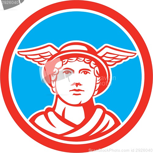 Image of Mercury Head Winged Hat Circle Retro