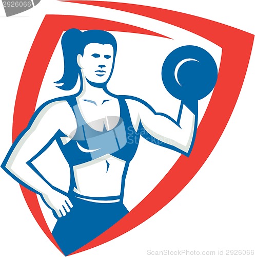 Image of Personal Trainer Female Lifting Dumbbell Retro