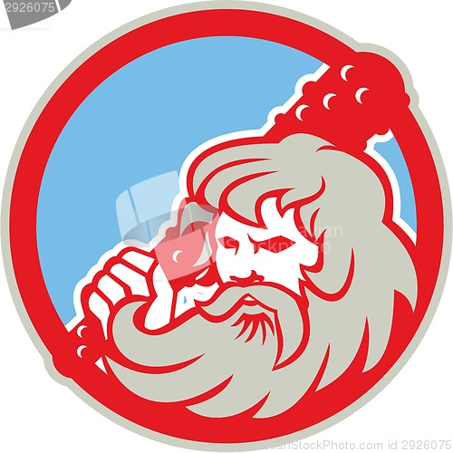 Image of Hercules Wielding Club Circle Retro