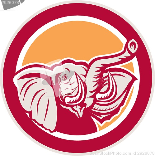 Image of Elephant Head Tusk Circle Retro