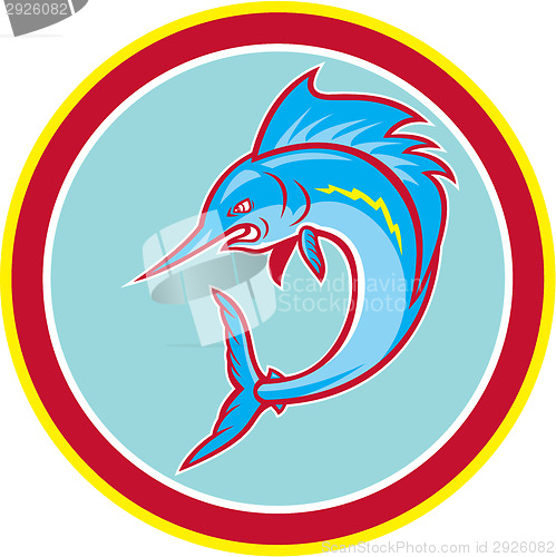 Image of Sailfish Fish Jumping Circle Cartoon